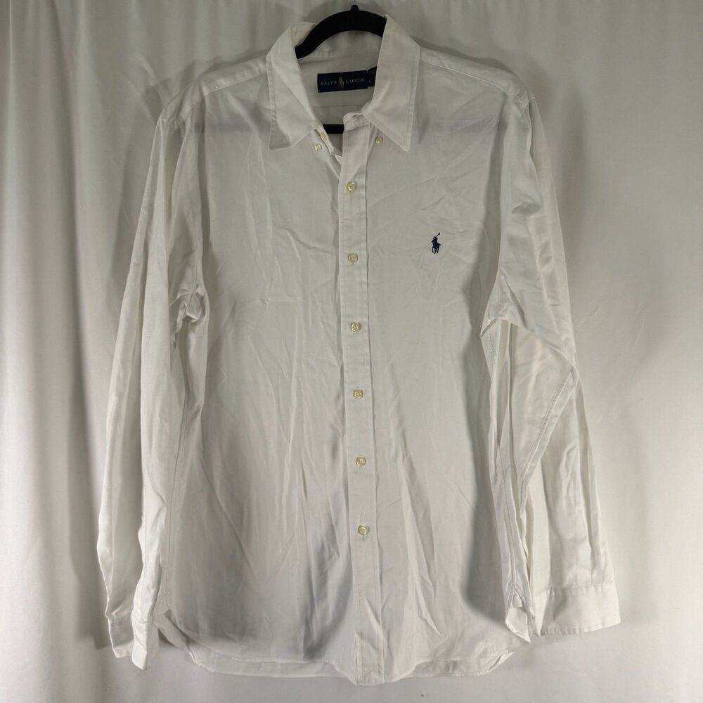 Ralph Lauren Dress Shirt 16 40/41 White Button Up Long Sleeve 100% Cotton